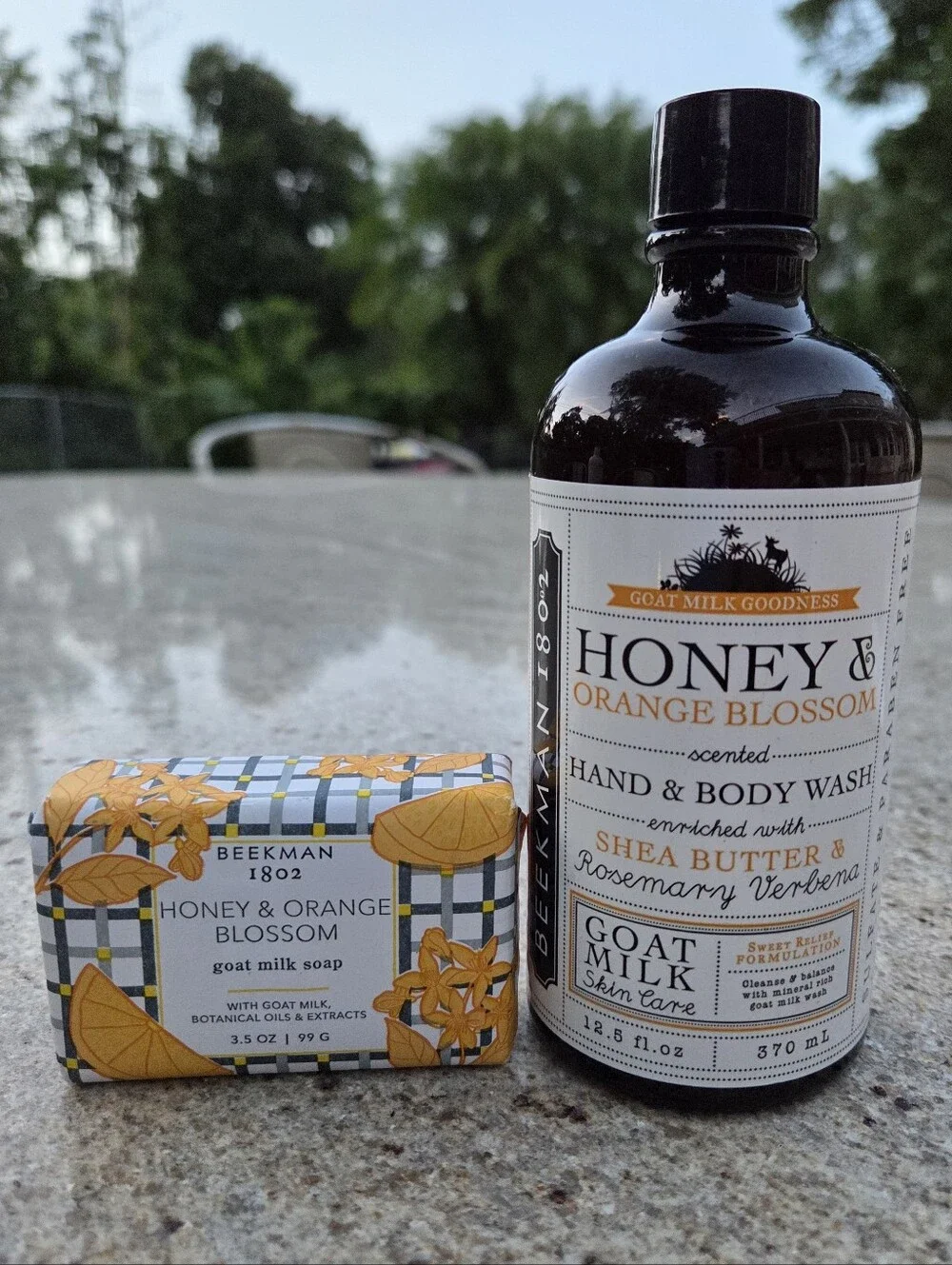 Beekman 1802 Honey & Orange Blossom bath and body duo featuring a fresh